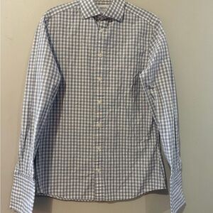 Charles Tyrwhitt Men's Blue White
Gingham Dress Shirt 15/34 French Cuff
Sim Tit